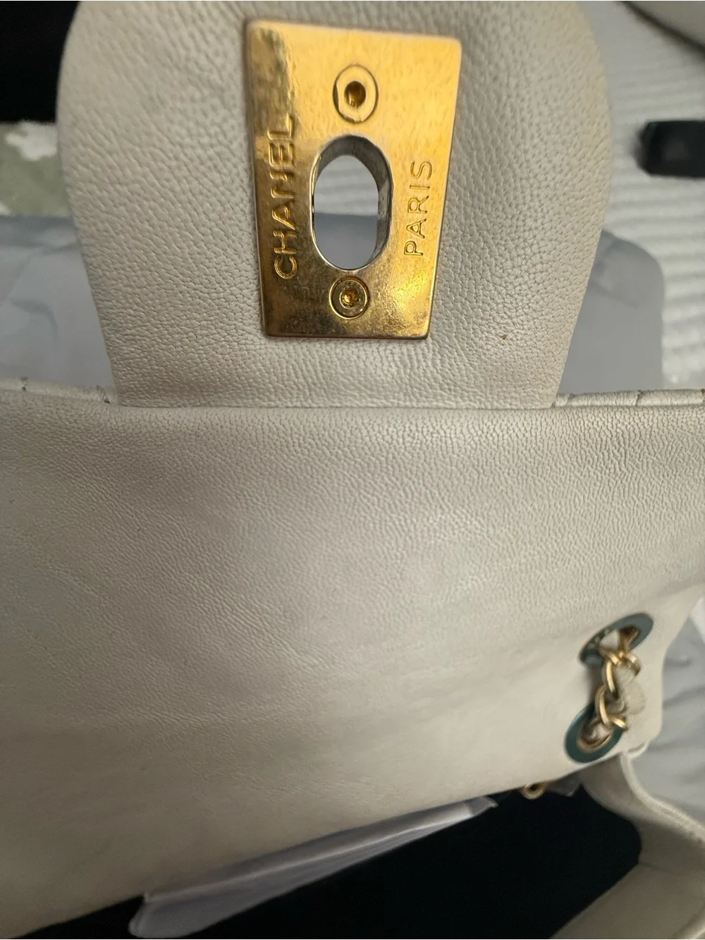 Chanel Quilted Chevron Flap Shoulder Bag in Light Beige